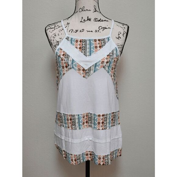☀️ VERSONA Boho Geo Print White Halter Top SIZE XS - Picture 9 of 9